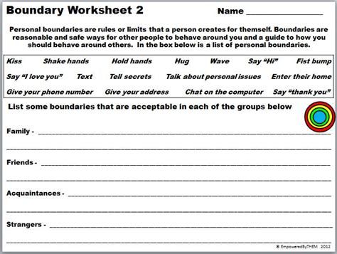 Boundaries Worksheet For Kids