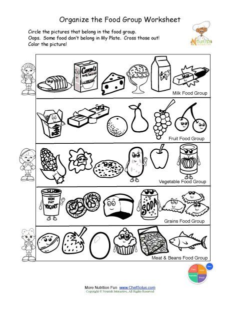 Food Groups Worksheets For Kindergarten