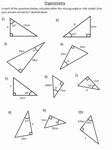 Right Triangle Trig Practice Worksheet
