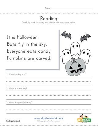 Halloween Reading Comprehension First Grade