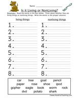 Living Things And Non Living Things Worksheet For Grade 2