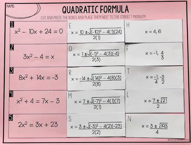 Solving Quadratic Equations By Completing The Square Worksheet Tes