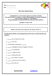 Interjections Worksheet Grade 5