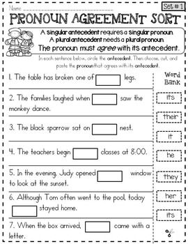 Free Pronoun And Antecedent Worksheets