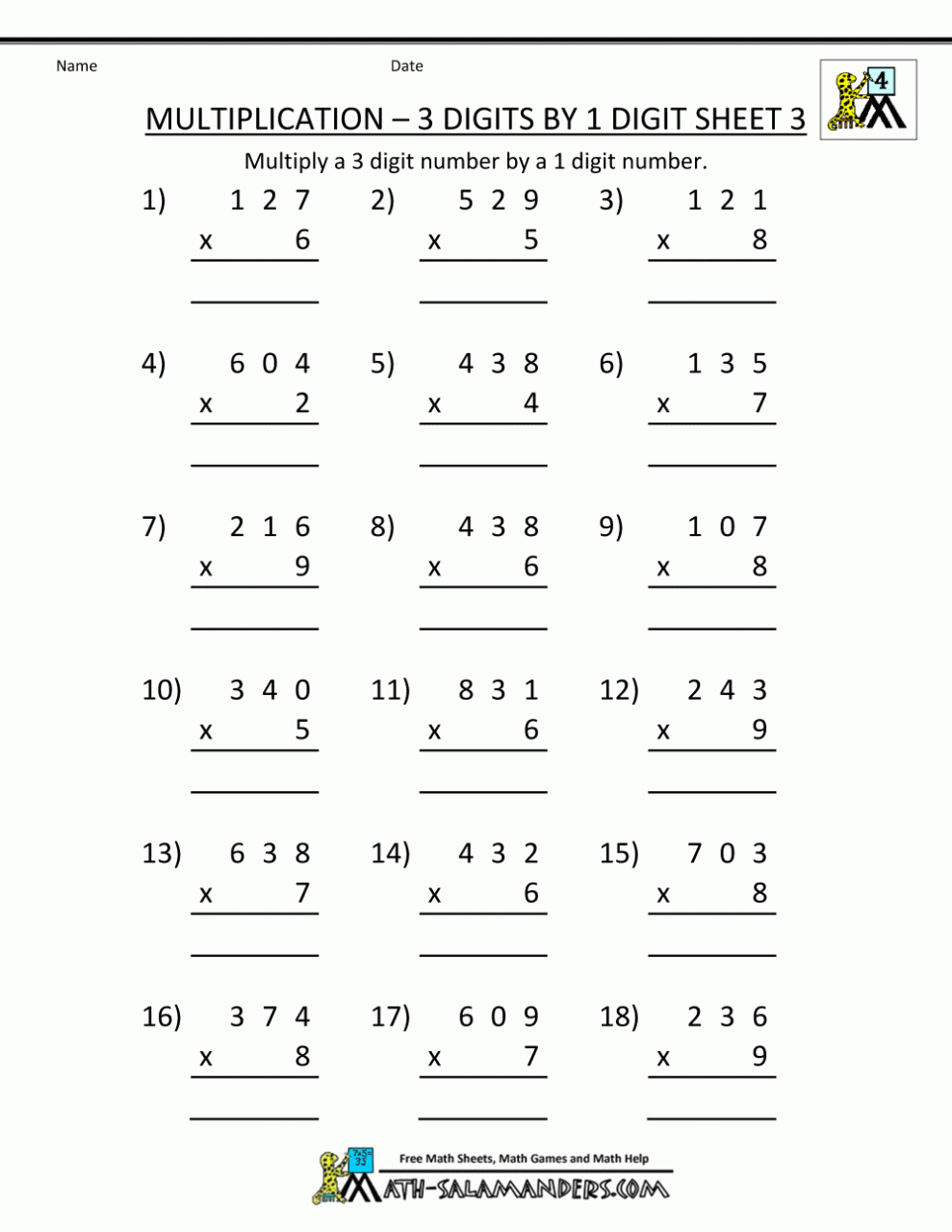 3rd Grade Double Digit Multiplication Worksheets Pdf