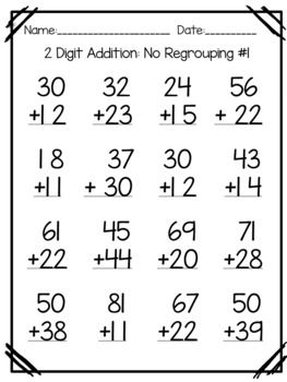 Double Digit Addition Without Regrouping Worksheet