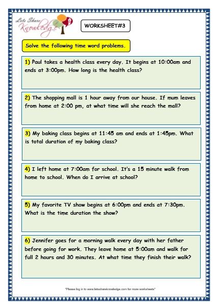 Time Worksheets Grade 4 With Answers