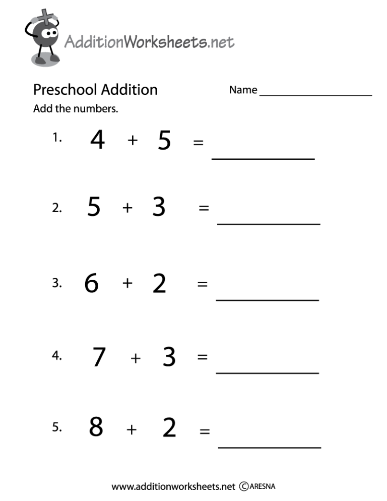 Simple Addition Worksheets Printable