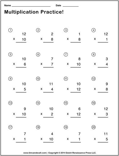 Simple Multiplication Worksheets With Answers
