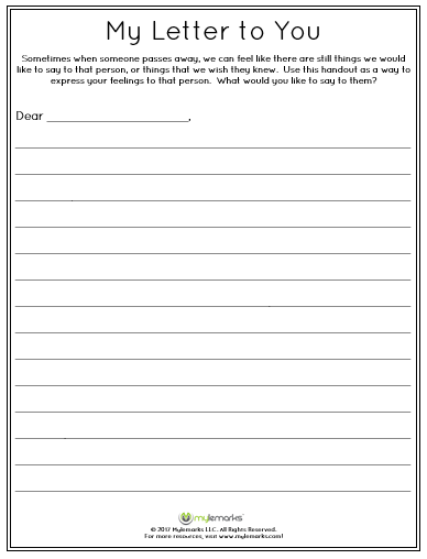 Grief Worksheets For Elementary Students