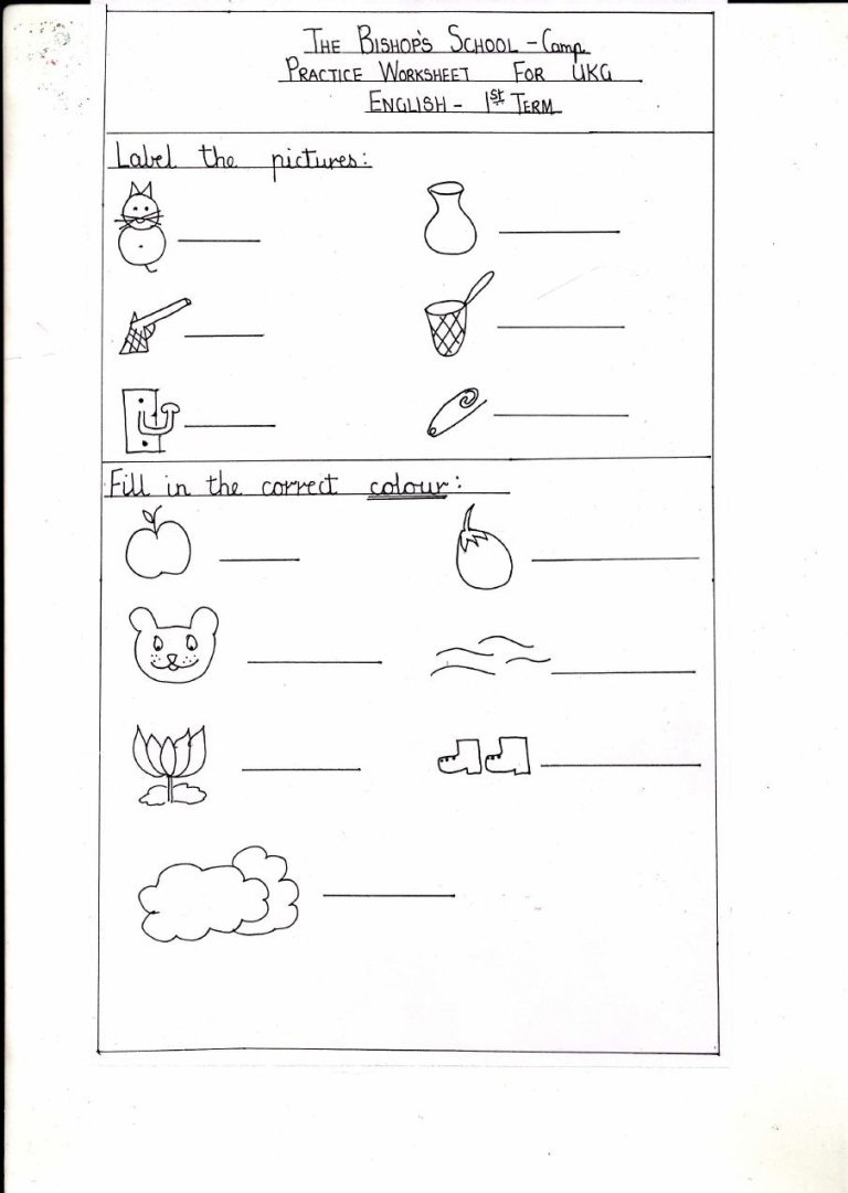 Kindergarten English Worksheets For Ukg