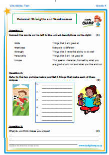 Grade 4 Life Skills Worksheets Pdf