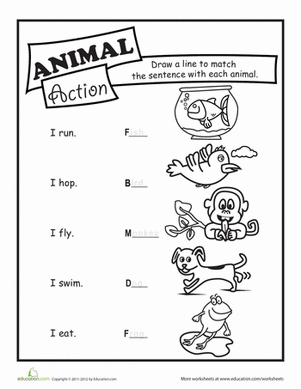 1st Grade Action Verbs Worksheet