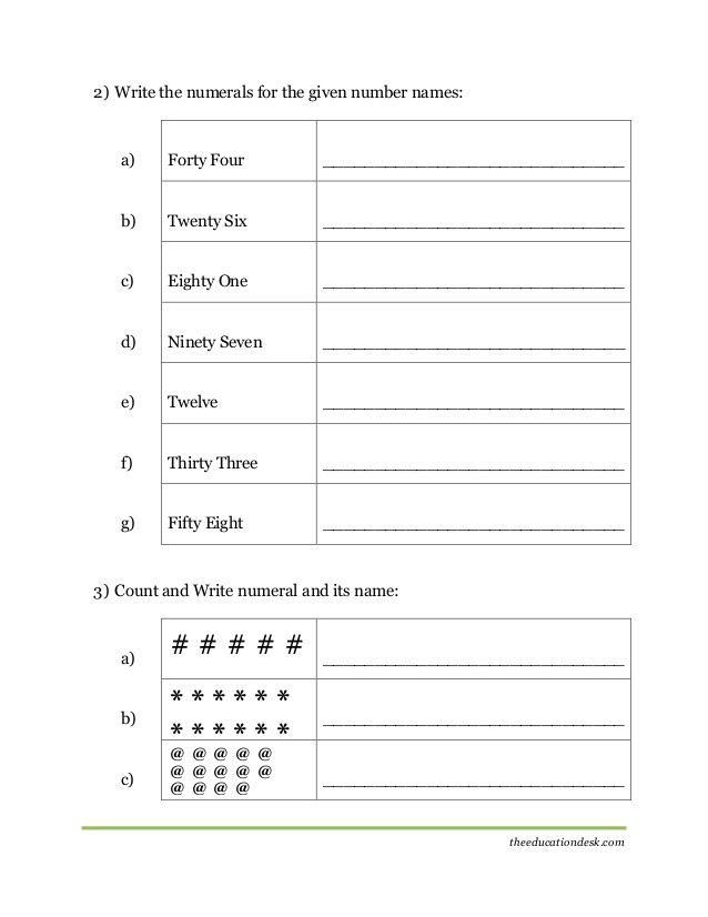 Number Names Worksheet For Grade 4