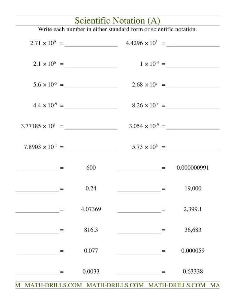 Operations With Scientific Notation Worksheet Answers Math Aids