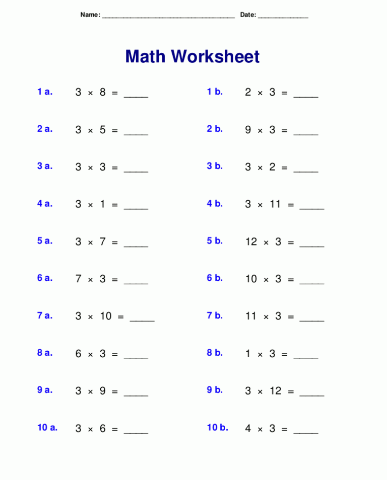 Math Problems For 3rd Graders Multiplication