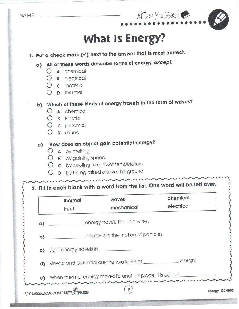 Class 6 Science Worksheets With Answers