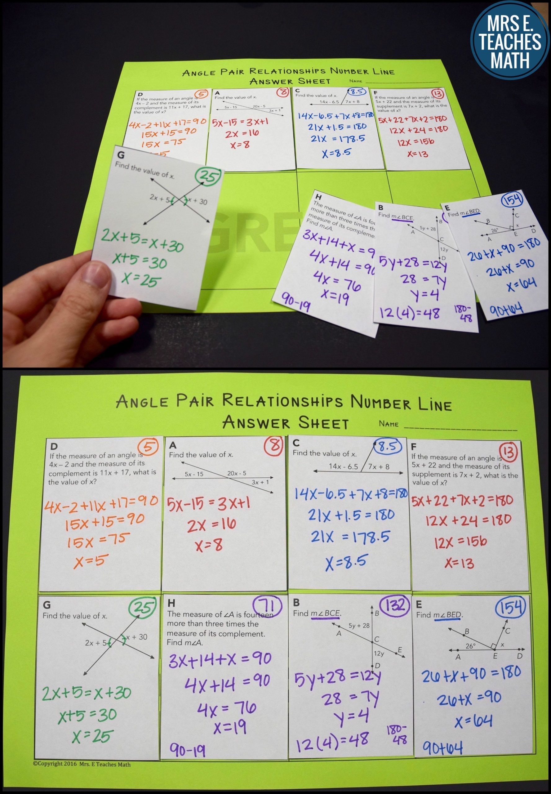 1-5 Skills Practice Angle Relationships Worksheet Answers