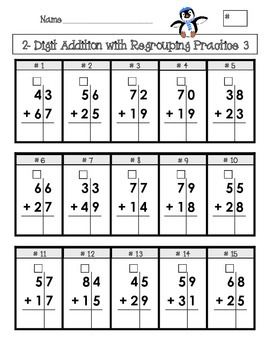 2 Digit Addition With Regrouping Worksheets With Boxes