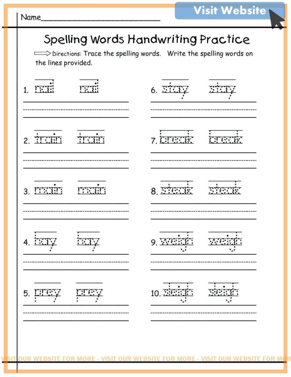 Spelling Practice Worksheets For Kindergarten