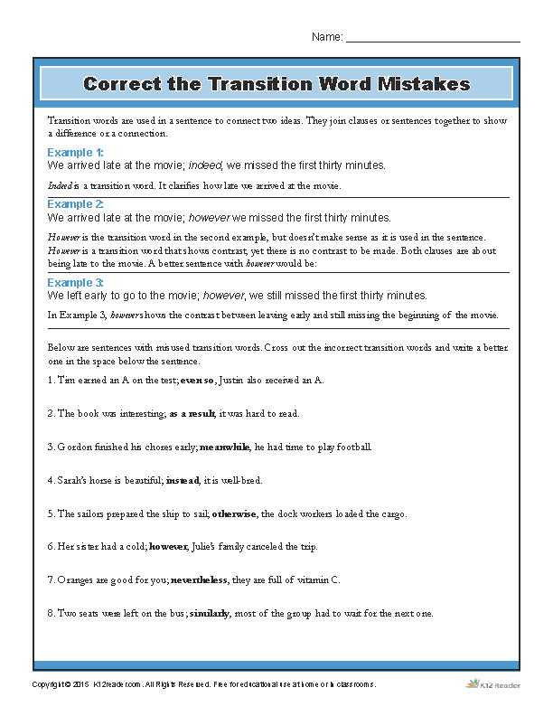 Parallel Structure Worksheet Finding The Errors Answer Key