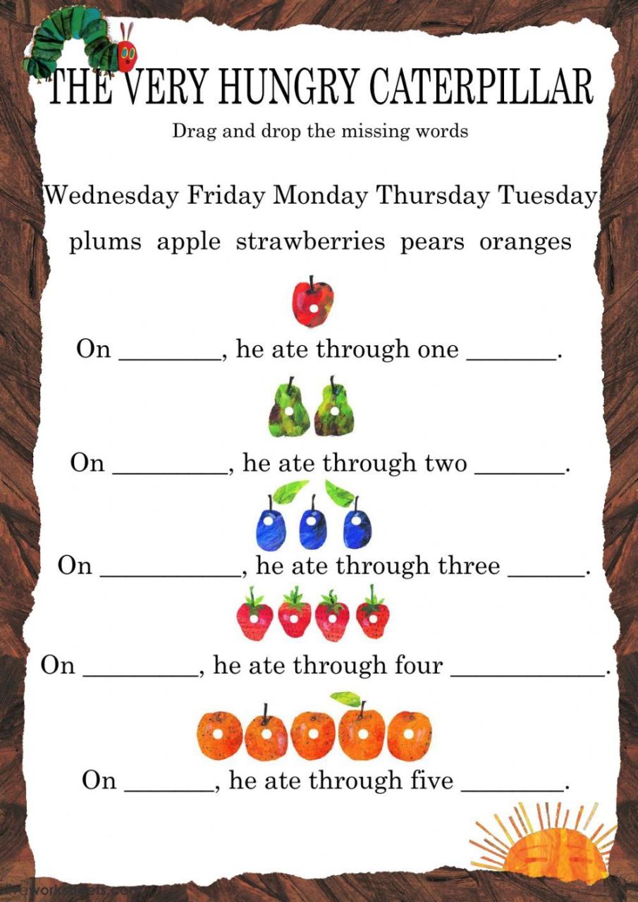 The Very Hungry Caterpillar Worksheets Pdf