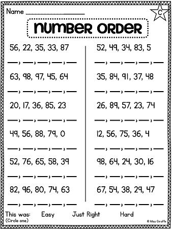 Ordering Numbers Worksheets