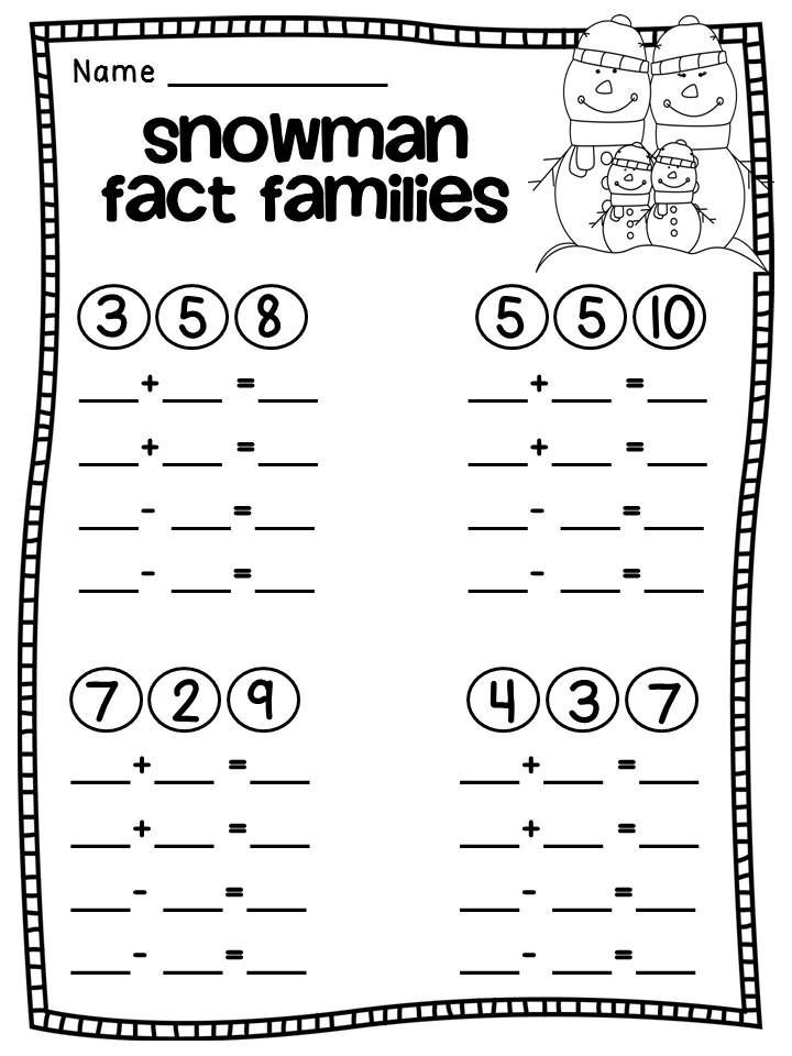 Fact Family Worksheets 1st Grade