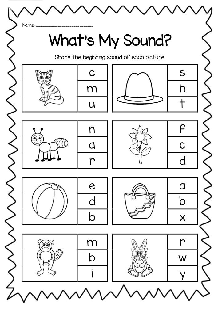 Beginning Sounds Worksheets Preschool