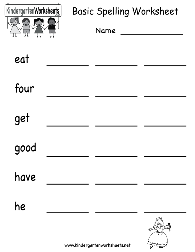 Spelling Worksheets For 5 Year Olds