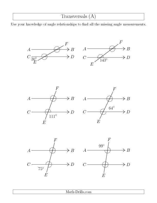 Angle Relationships Worksheet 8th Grade