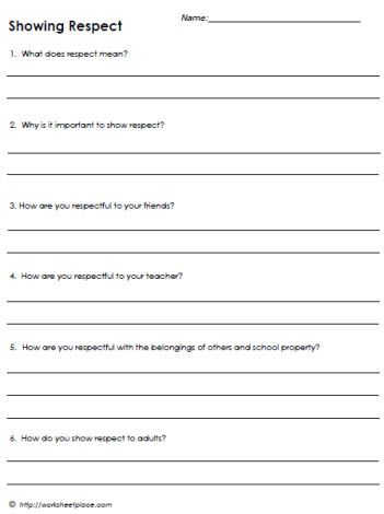 Respect Worksheets For Elementary Students