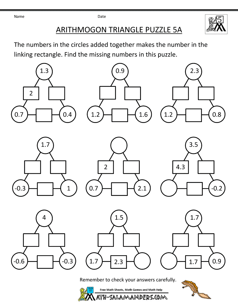Puzzle Worksheets For Grade 5