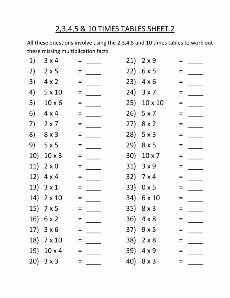 3rd Grade Printable Multiplication Worksheets Grade 3