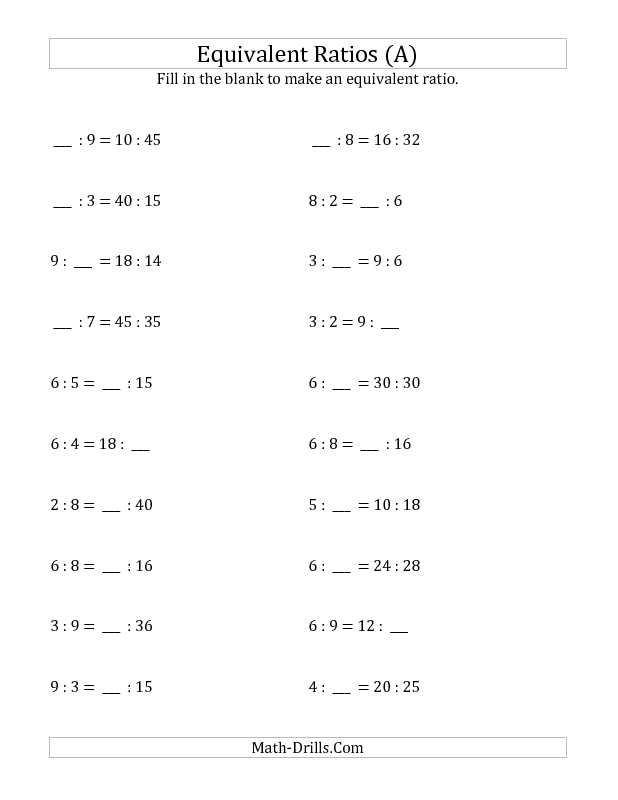 Ratio And Proportion Worksheet