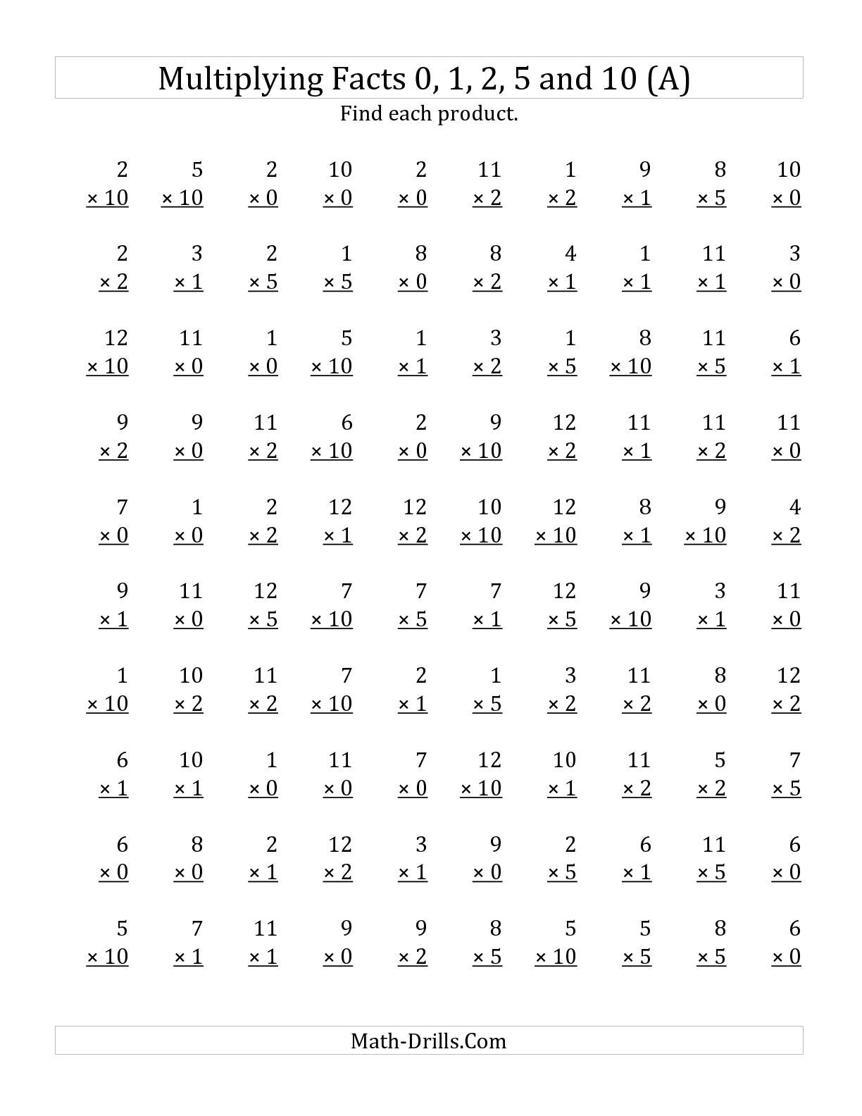 0-2 Multiplication Timed Test