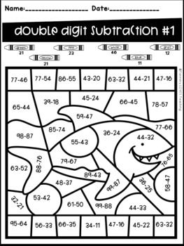 3 Digit Subtraction With Regrouping Coloring Worksheets Free