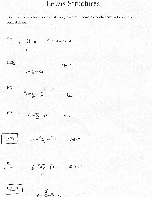 Lewis Structure Practice Problems Worksheet