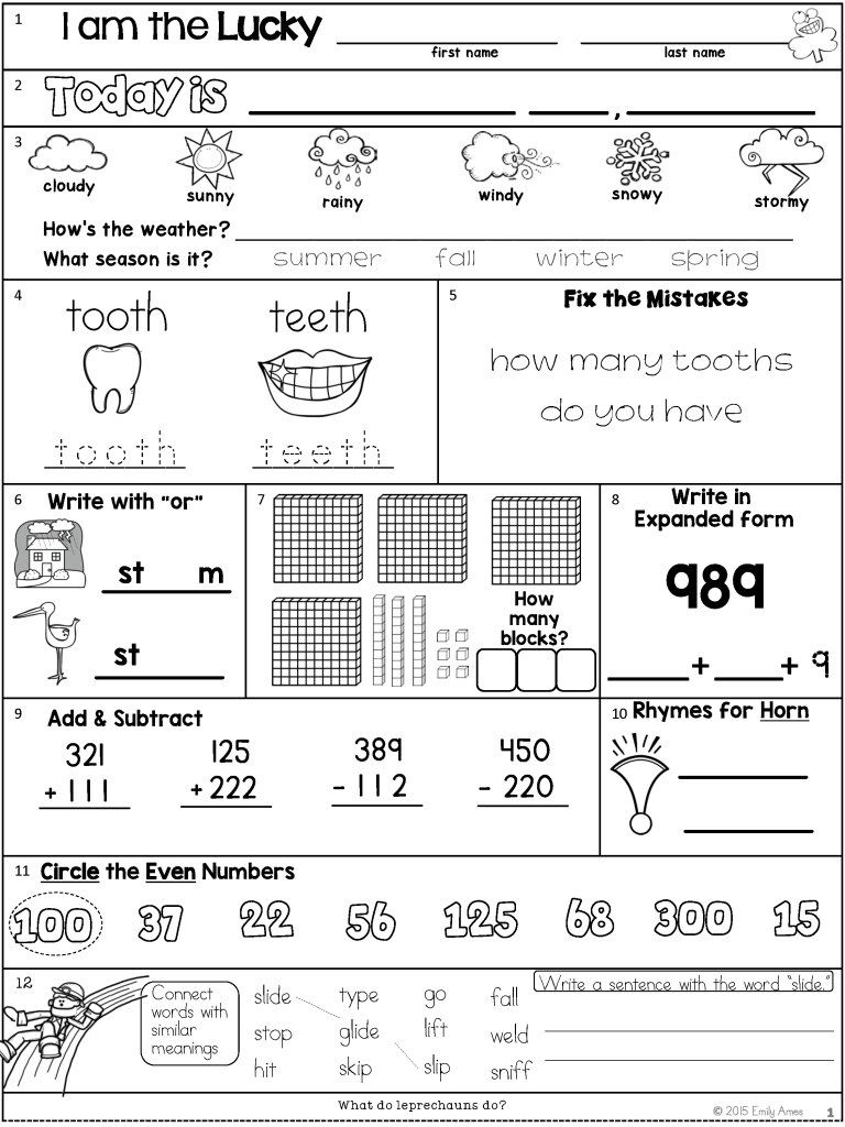 2nd Grade Math Worksheets Pdf Packet Free