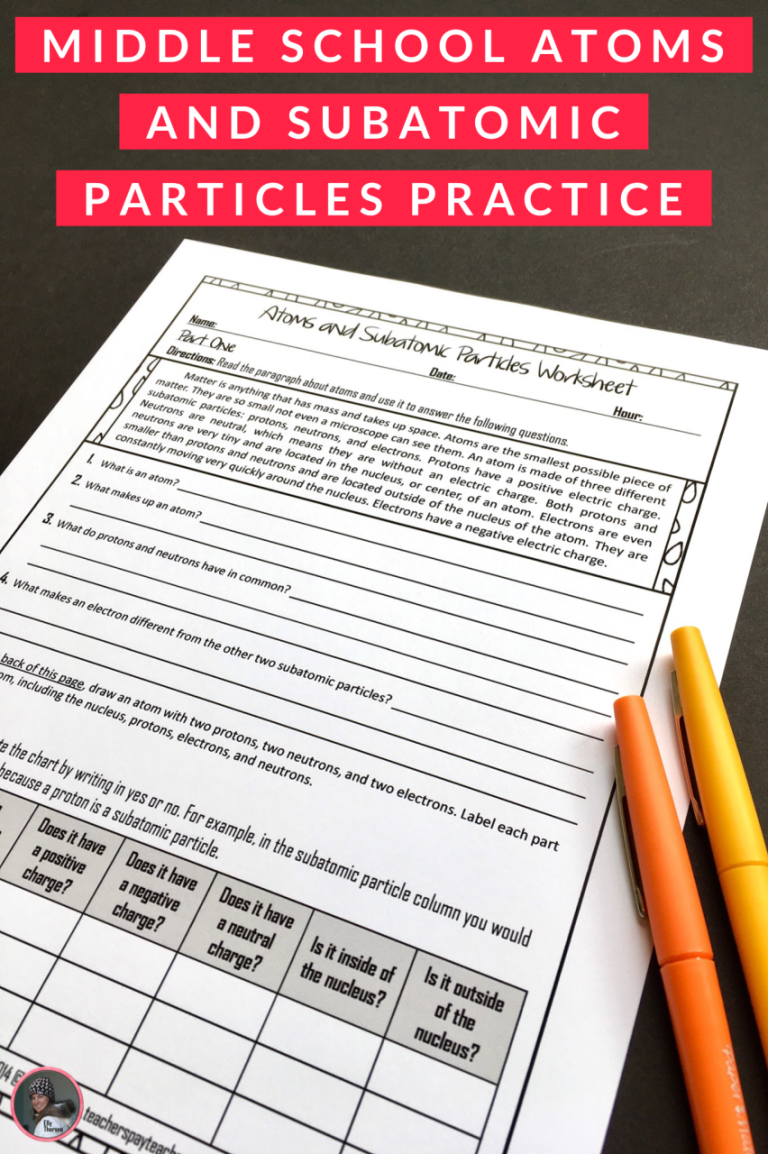 Subatomic Particles Worksheet 2