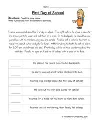 Sequence Of Events Worksheets