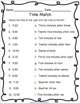 4th Grade Clock Time Worksheets
