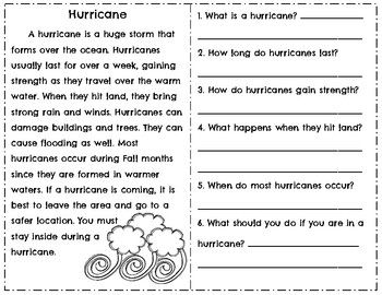 1st Grade Weather Reading Comprehension Worksheets
