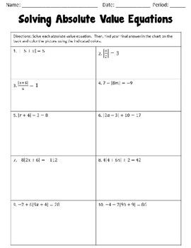 Absolute Value Equations Worksheet Algebra 2