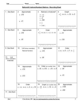 Rational And Irrational Numbers Worksheet Grade 8 Answer Key