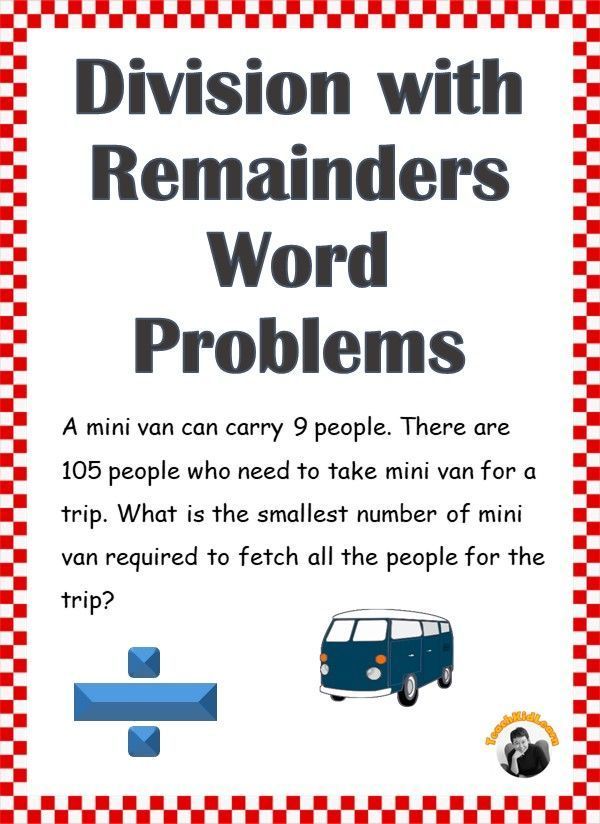 4th Grade Division Word Problems With Remainders