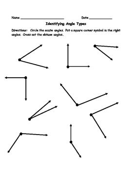 3rd Grade Identifying Angles Worksheet