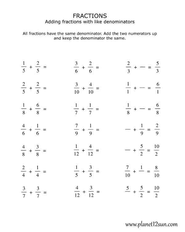 Fractions Worksheets Grade 4 Pdf