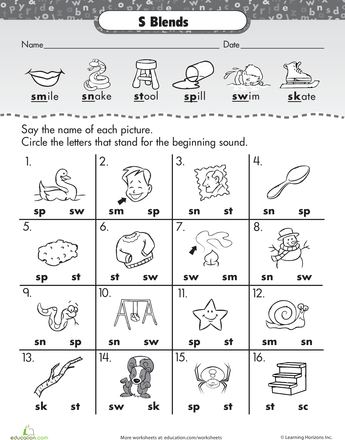 Blends Worksheets For Grade 1