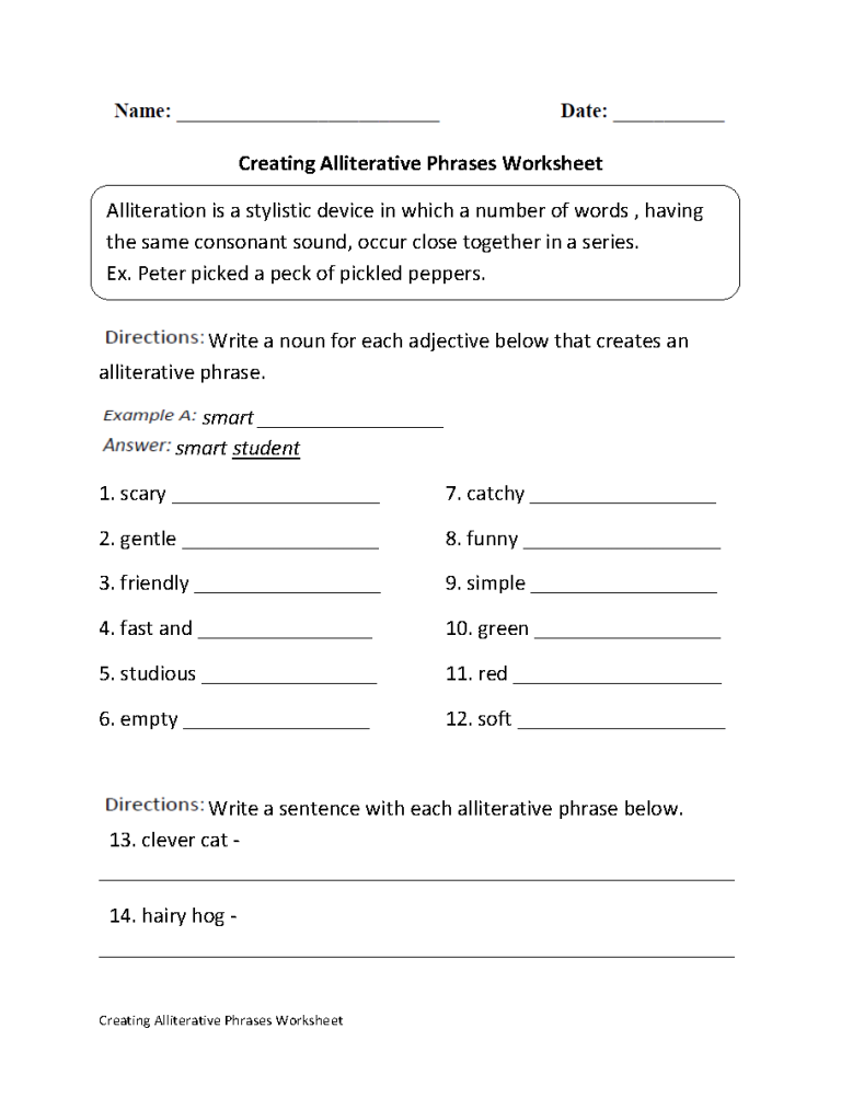 Onomatopoeia Worksheets With Answers